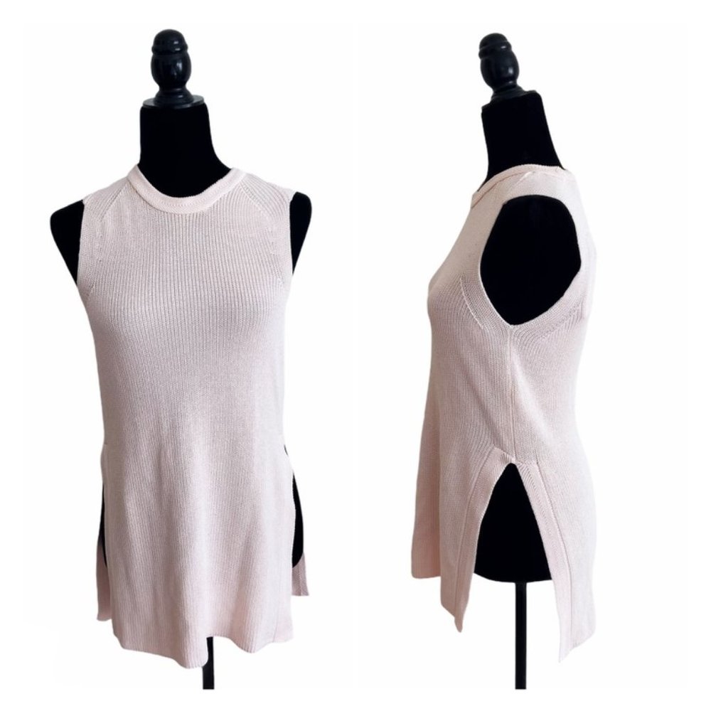 NWT Aritzia Wilfred Palmier Slit Sides Sleeveless Knit Sweater in Mauve Chalk XS